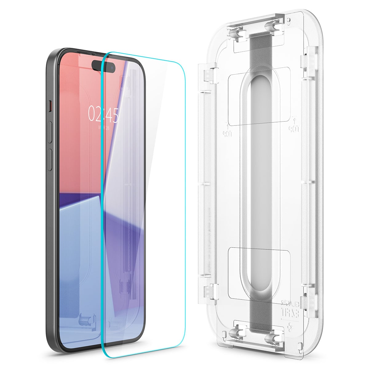 iPhone 15 Plus Skjermbeskytter med monteringsramme (2-pack) GLAS.tR EZ Fit