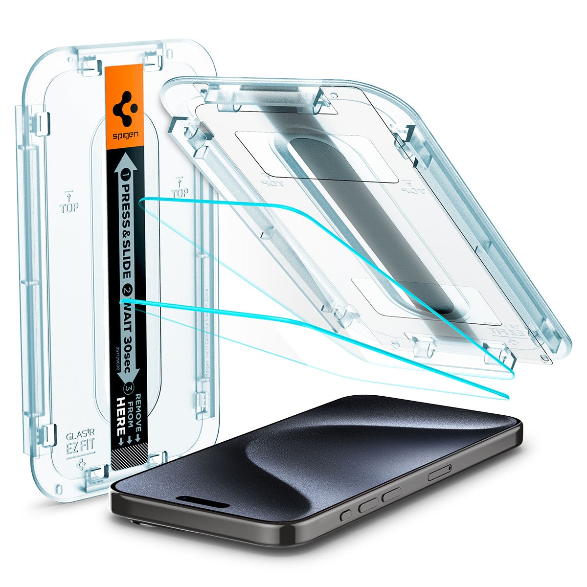 iPhone 15 Pro Skjermbeskytter med monteringsramme (2-pack) GLAS.tR EZ Fit
