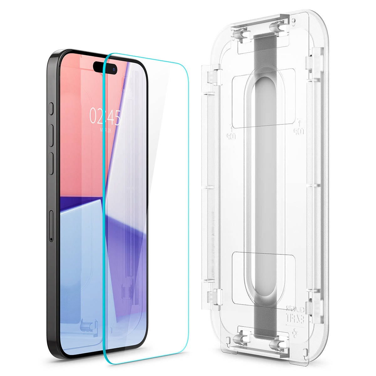 iPhone 15 Pro Skjermbeskytter med monteringsramme (2-pack) GLAS.tR EZ Fit