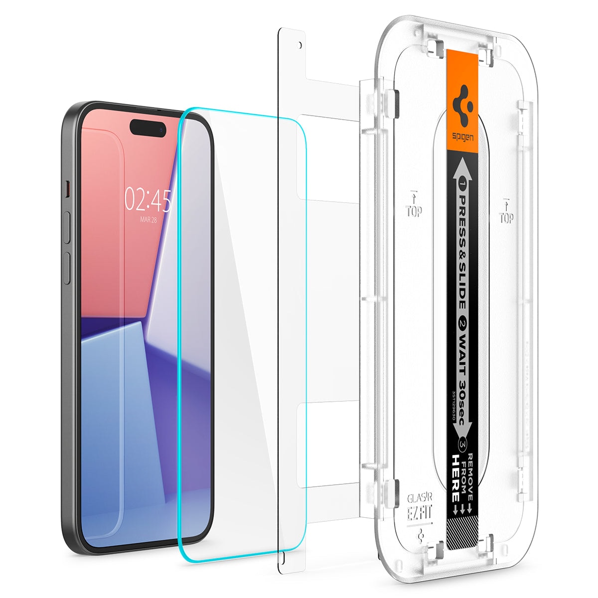 iPhone 15 Skjermbeskytter med monteringsramme (2-pack) GLAS.tR EZ Fit