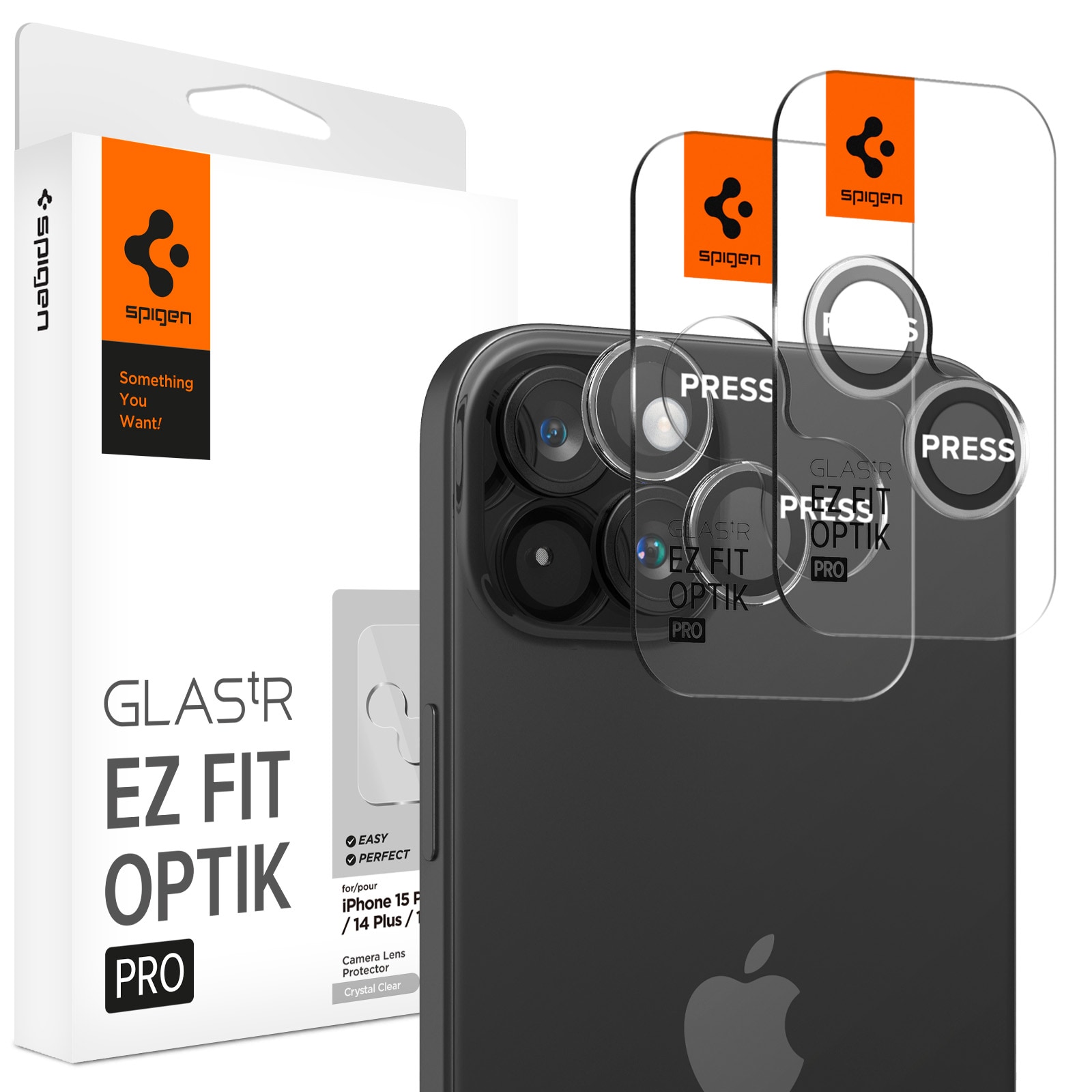 iPhone 15 Plus EZ Fit Linsebeskytter (2-pack), Svart