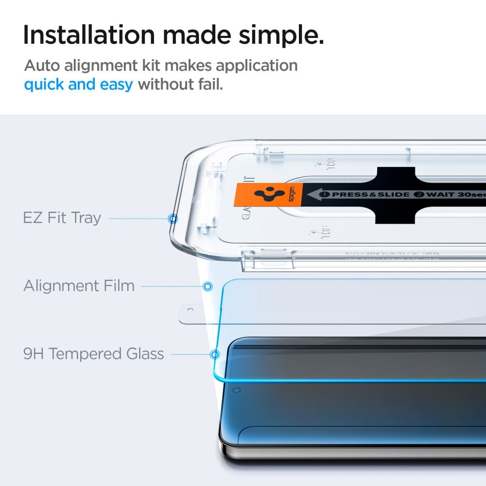 Samsung Galaxy S24 Skjermbeskytter med monteringsramme (2-pack) GLAS.tR EZ Fit