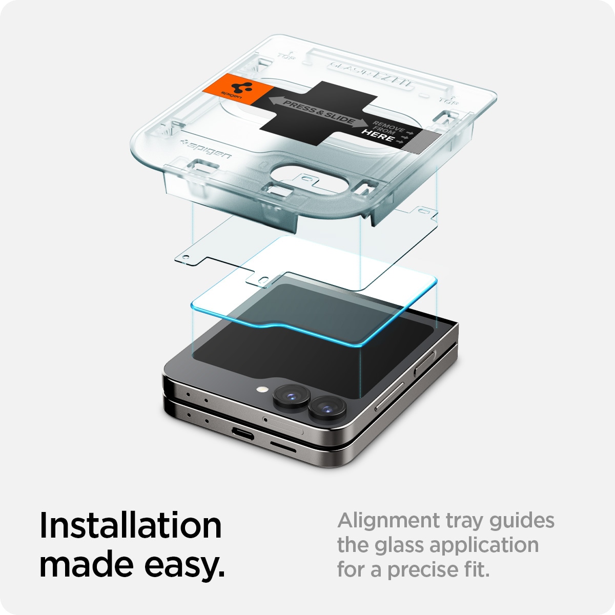 Samsung Galaxy Z Flip 6 Ytterskjermbeskytter med monteringsramme (2-pack) GLAS.tR EZ Fit