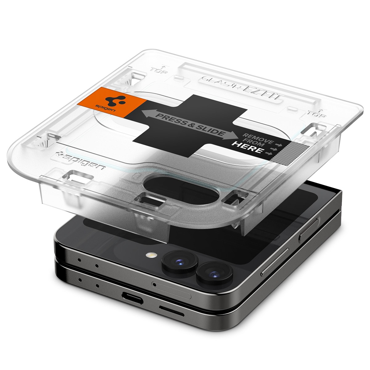 Samsung Galaxy Z Flip 6 Ytterskjermbeskytter med monteringsramme (2-pack) GLAS.tR EZ Fit