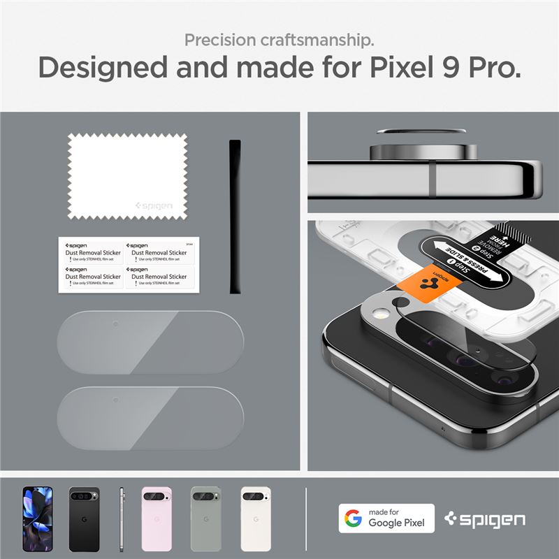 Google Pixel 9 Pro EZ Fit Linsebeskytter (2-pack), Gjennomsiktig