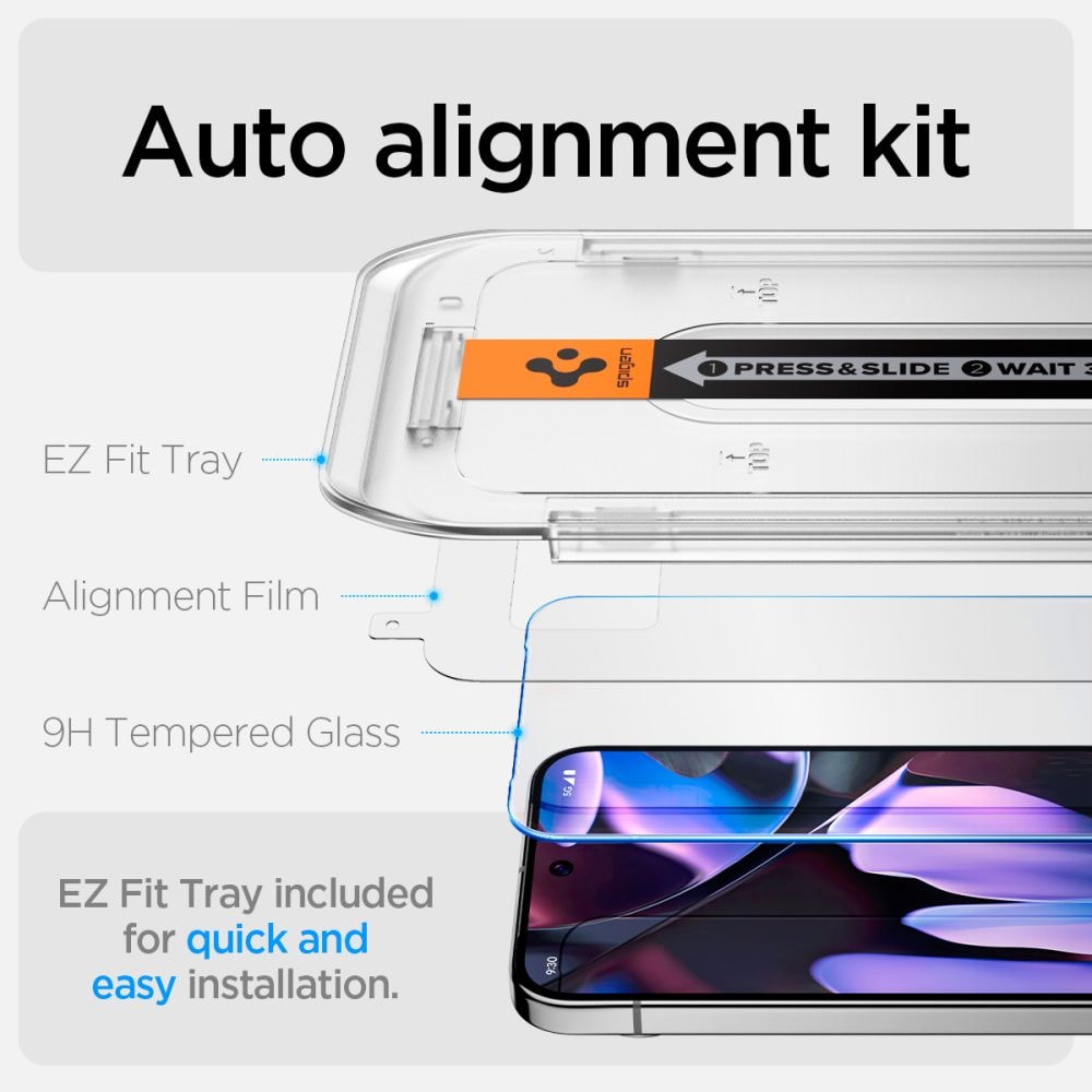 Google Pixel 10 Pro Skjermbeskytter med monteringsramme (2-pack) GLAS.tR EZ Fit