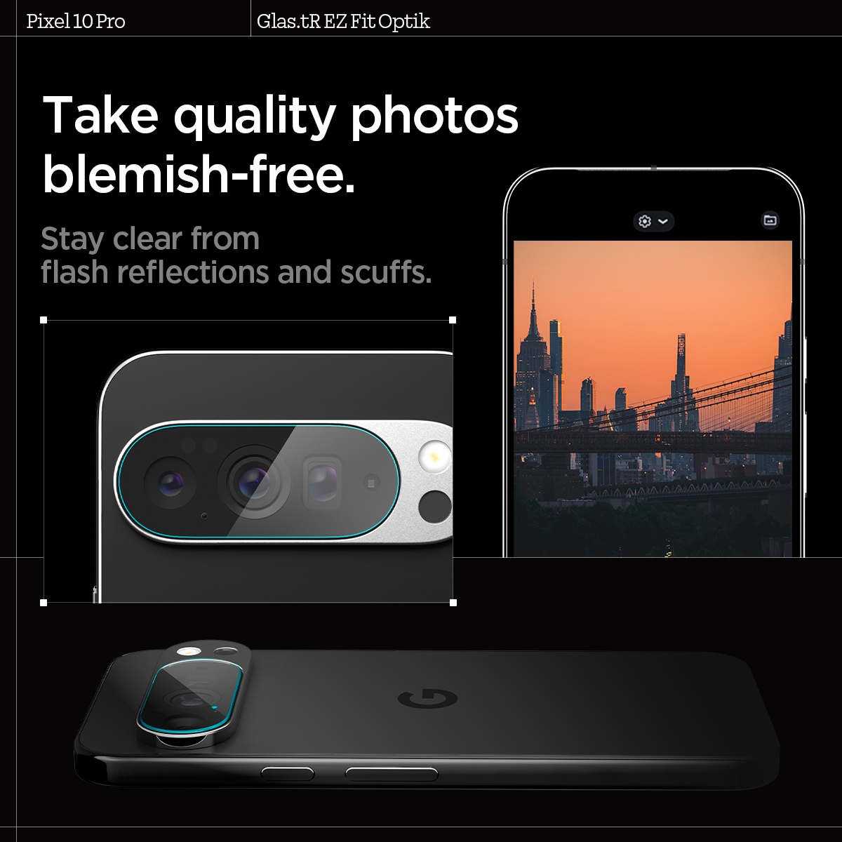Google Pixel 10 Pro EZ Fit Linsebeskytter (2-pack), Gjennomsiktig
