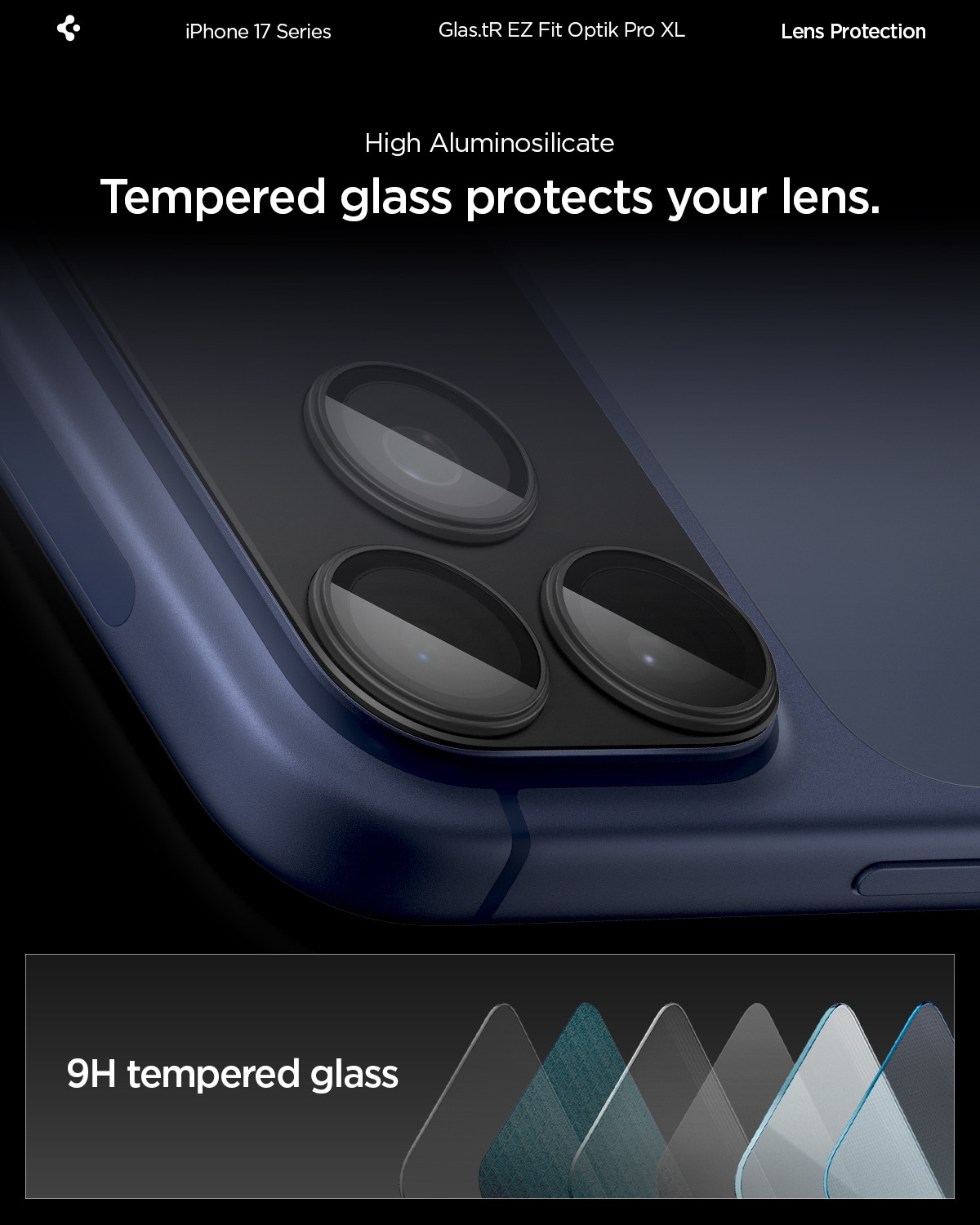 iPhone 17 Pro EZ Fit Kamerabeskyttelse - Optik Pro XL, Svart