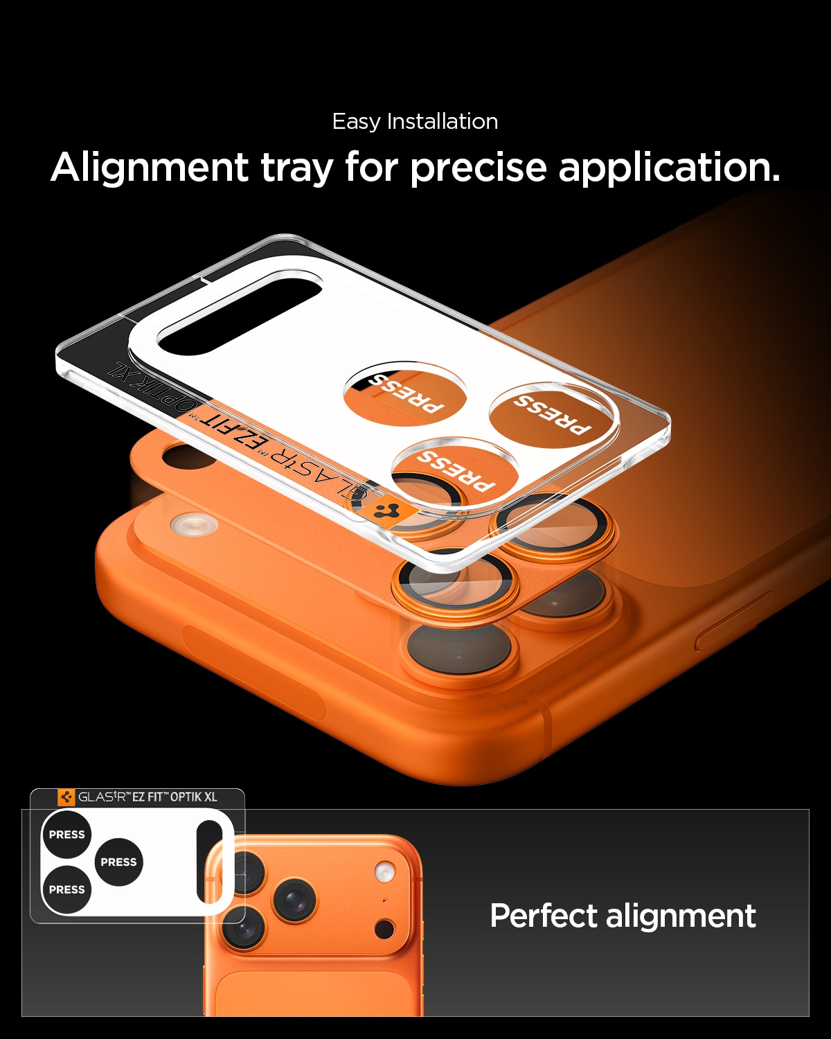 iPhone 17 Pro EZ Fit Kamerabeskyttelse - Optik Pro XL, Oransje