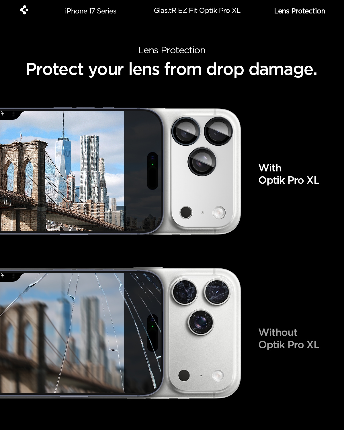 iPhone 17 Pro EZ Fit Kamerabeskyttelse - Optik Pro XL, Sølv
