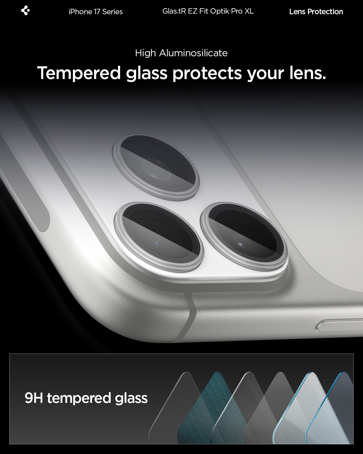 iPhone 17 Pro EZ Fit Kamerabeskyttelse - Optik Pro XL, Sølv