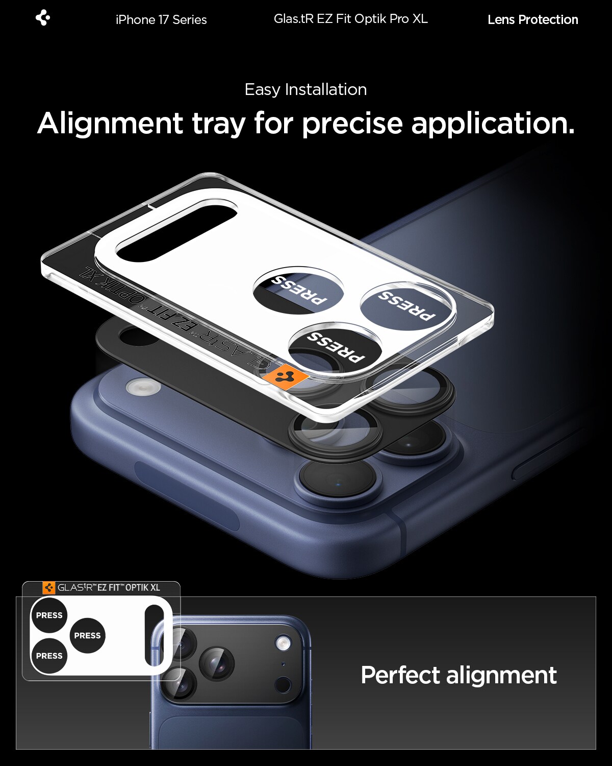 iPhone 17 Pro Max EZ Fit Kamerabeskyttelse - Optik Pro XL, Svart