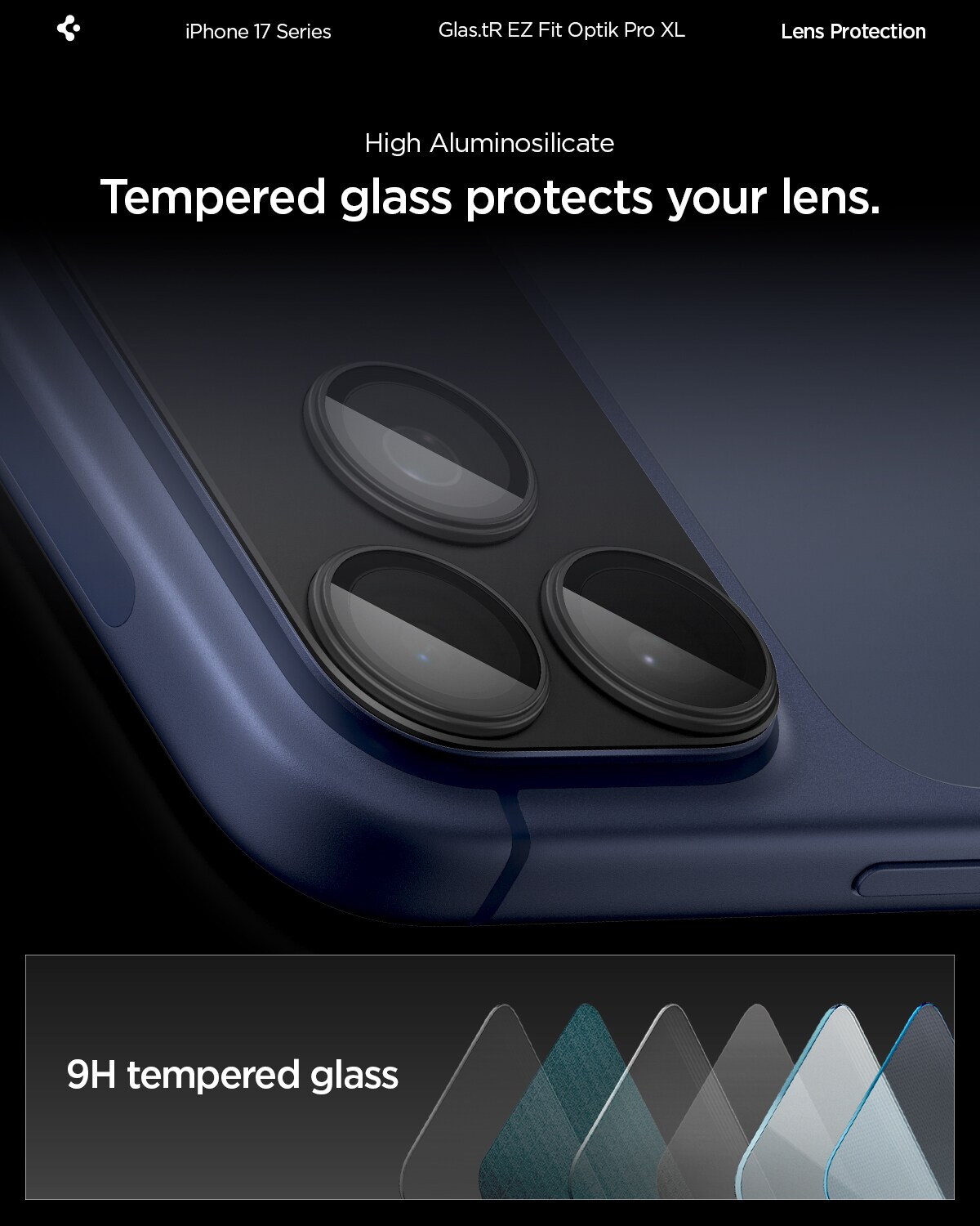 iPhone 17 Pro Max EZ Fit Kamerabeskyttelse - Optik Pro XL, Svart