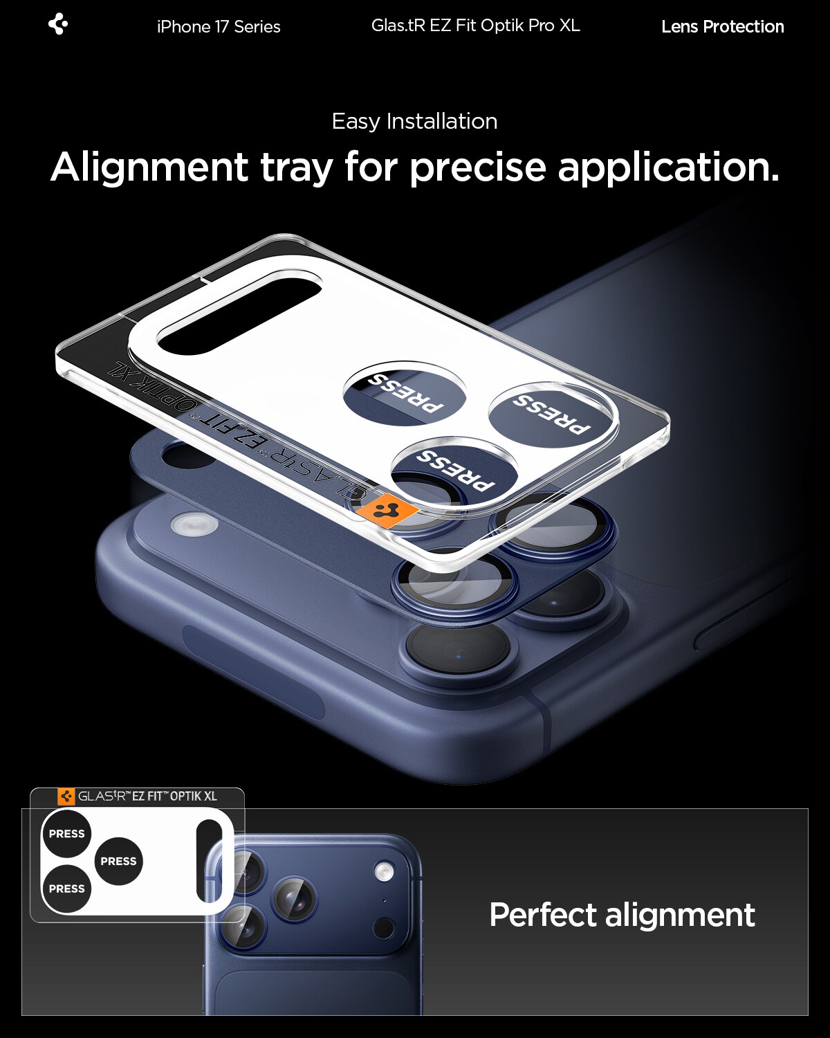 iPhone 17 Pro Max EZ Fit Kamerabeskyttelse - Optik Pro XL, Blå