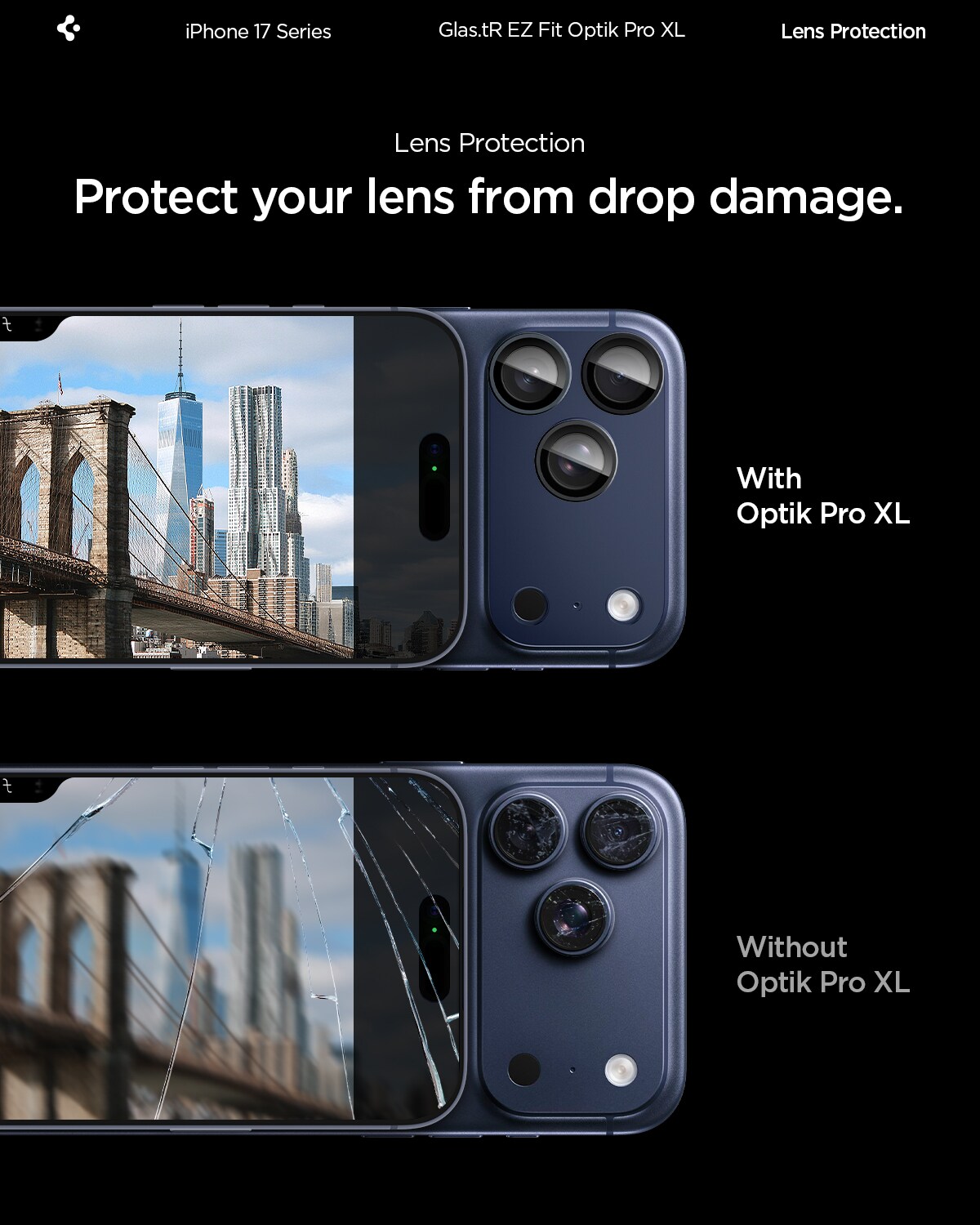 iPhone 17 Pro Max EZ Fit Kamerabeskyttelse - Optik Pro XL, Blå