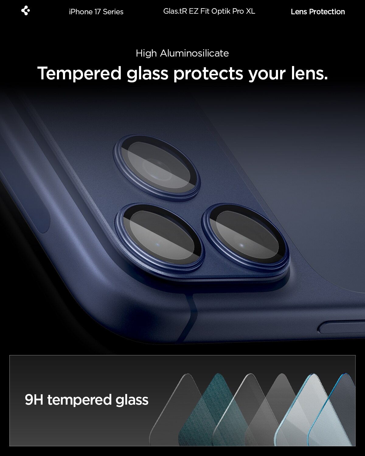 iPhone 17 Pro Max EZ Fit Kamerabeskyttelse - Optik Pro XL, Blå
