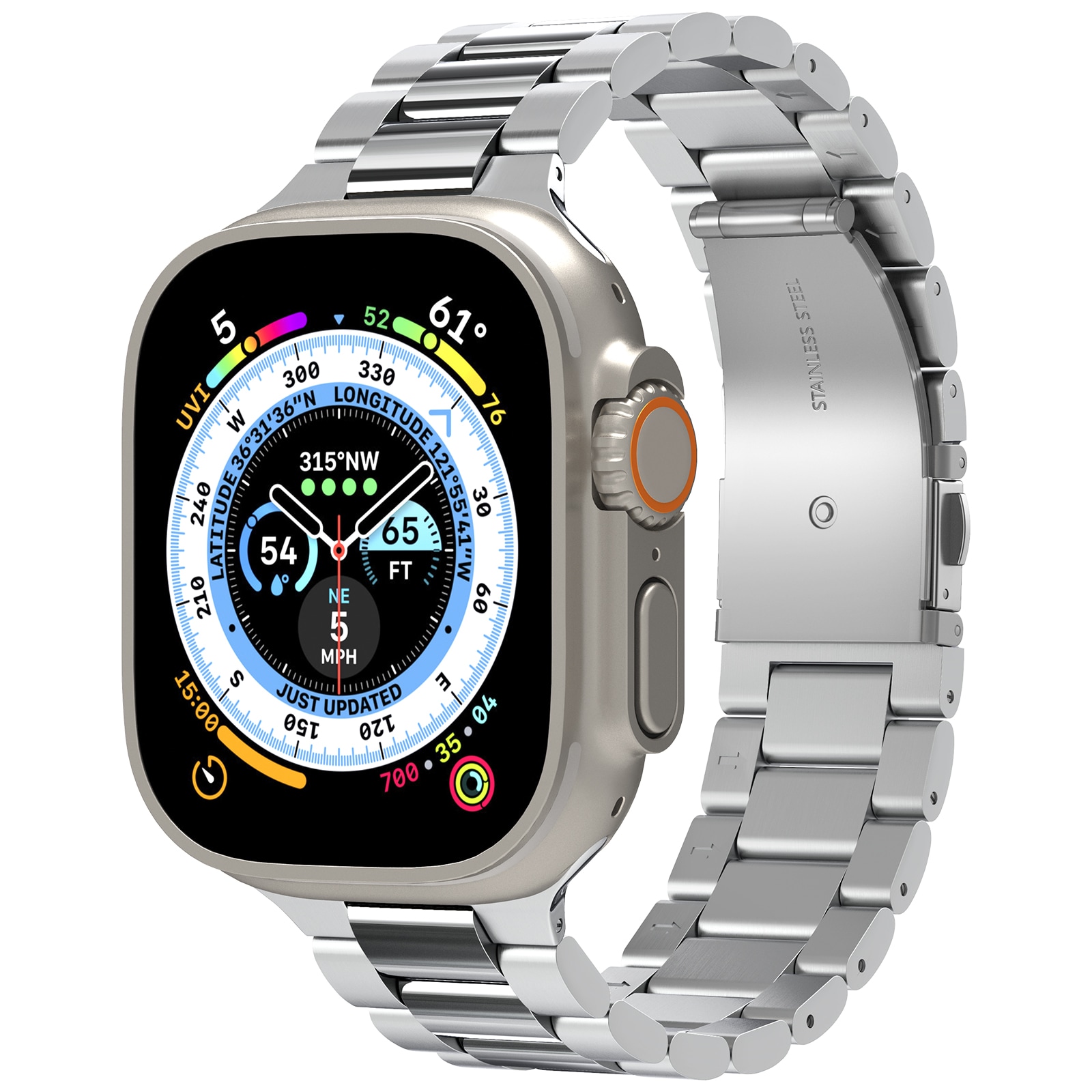 Apple Watch Ultra 49mm 2nd Gen Metallreim Modern Fit 316L, Sølv