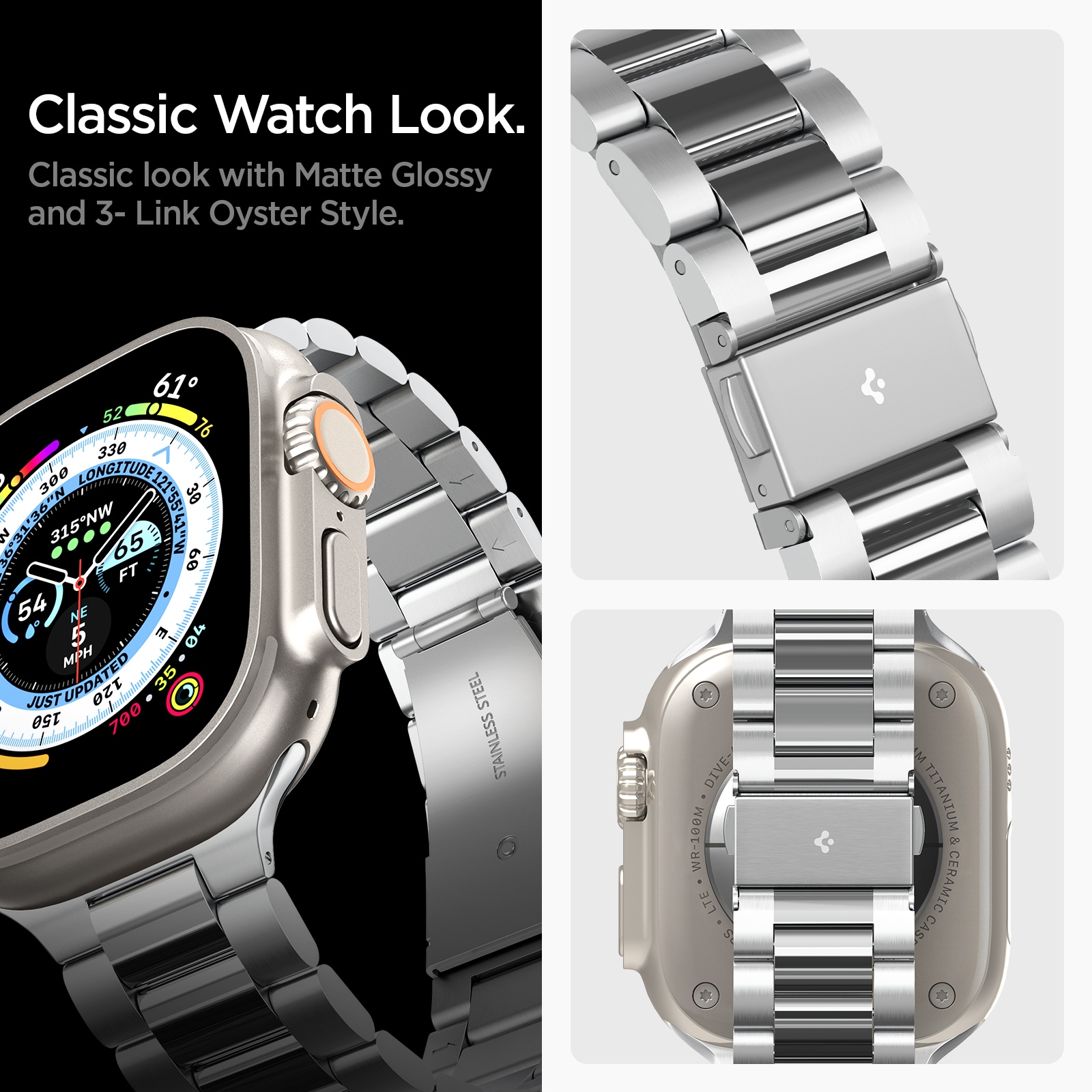 Apple Watch Ultra 49mm 2nd Gen Metallreim Modern Fit 316L, Sølv