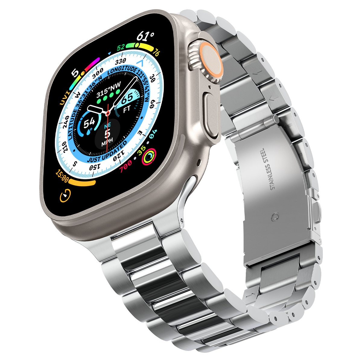 Apple Watch Ultra 49mm 2nd Gen Metallreim Modern Fit 316L, Sølv
