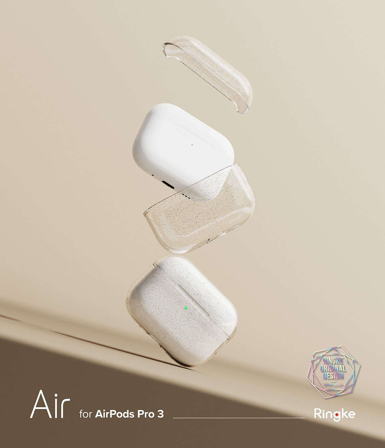 Apple AirPods Pro 3 Air Deksel, Glitter Clear