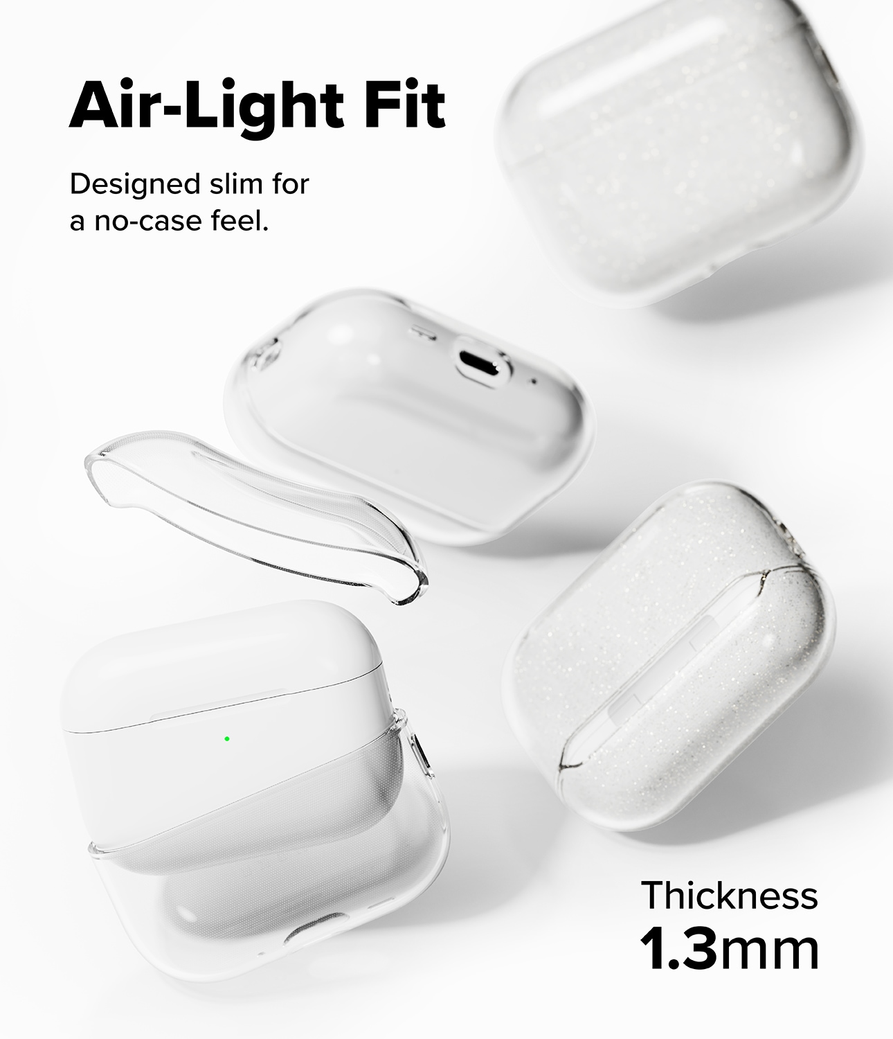 Apple AirPods Pro 3 Air Deksel, Glitter Clear