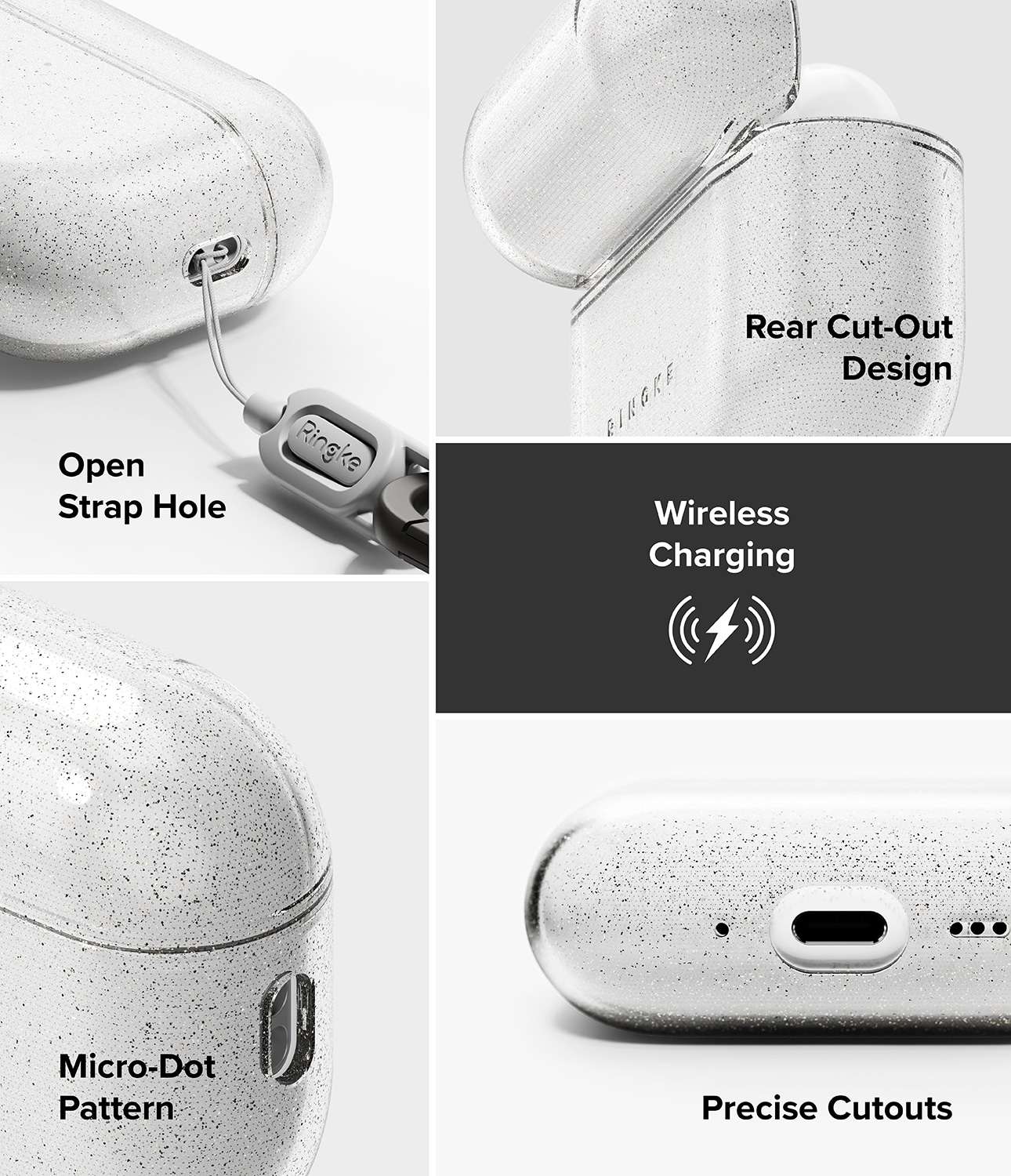 Apple AirPods Pro 3 Air Deksel, Glitter Clear