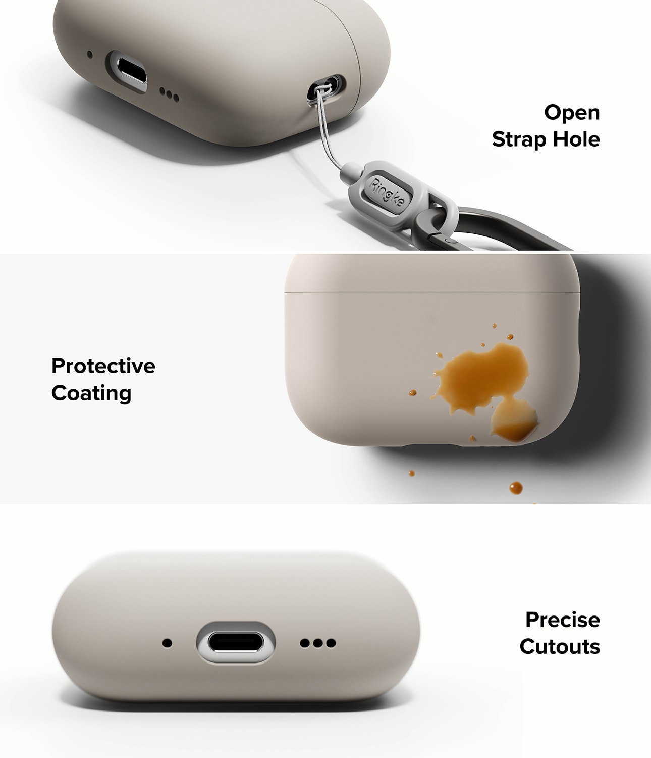 Apple AirPods Pro 3 Silikondeksel, Stone