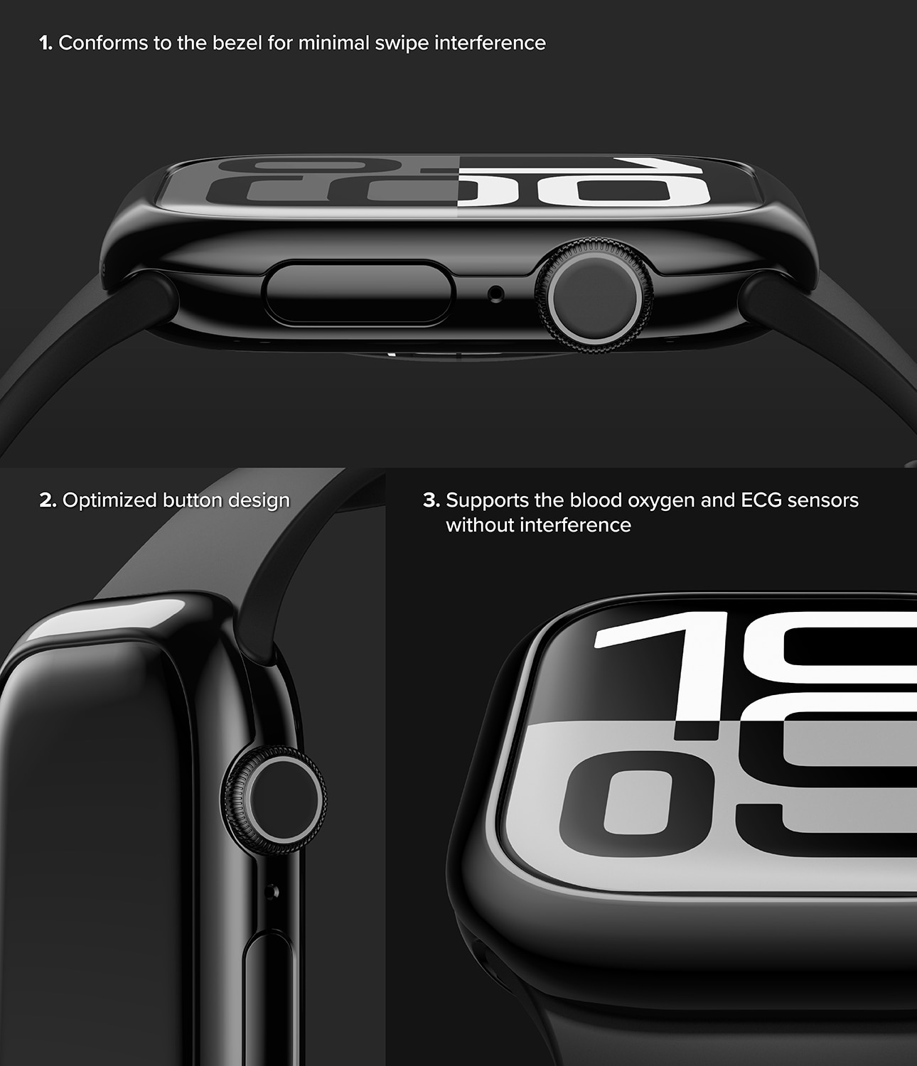 Apple Watch Series 11 42mm Beskyttelsesring - Bezel Styling Svart