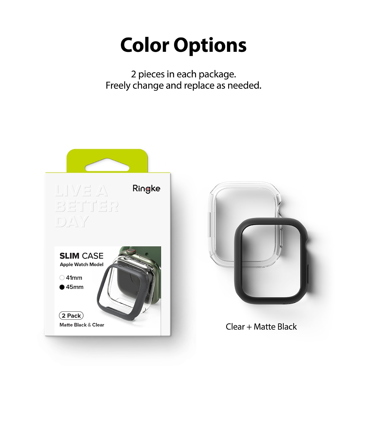 Apple Watch Series 7 45mm Tynt deksel (2-pack), Flerfarget/mønster