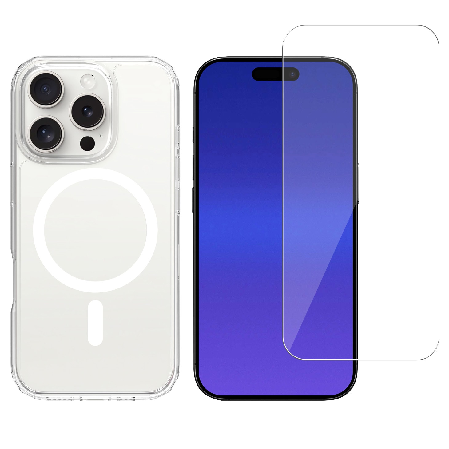 iPhone 16 Pro MagSafe hybrid-deksel + Skjermbeskytter herdet glass
