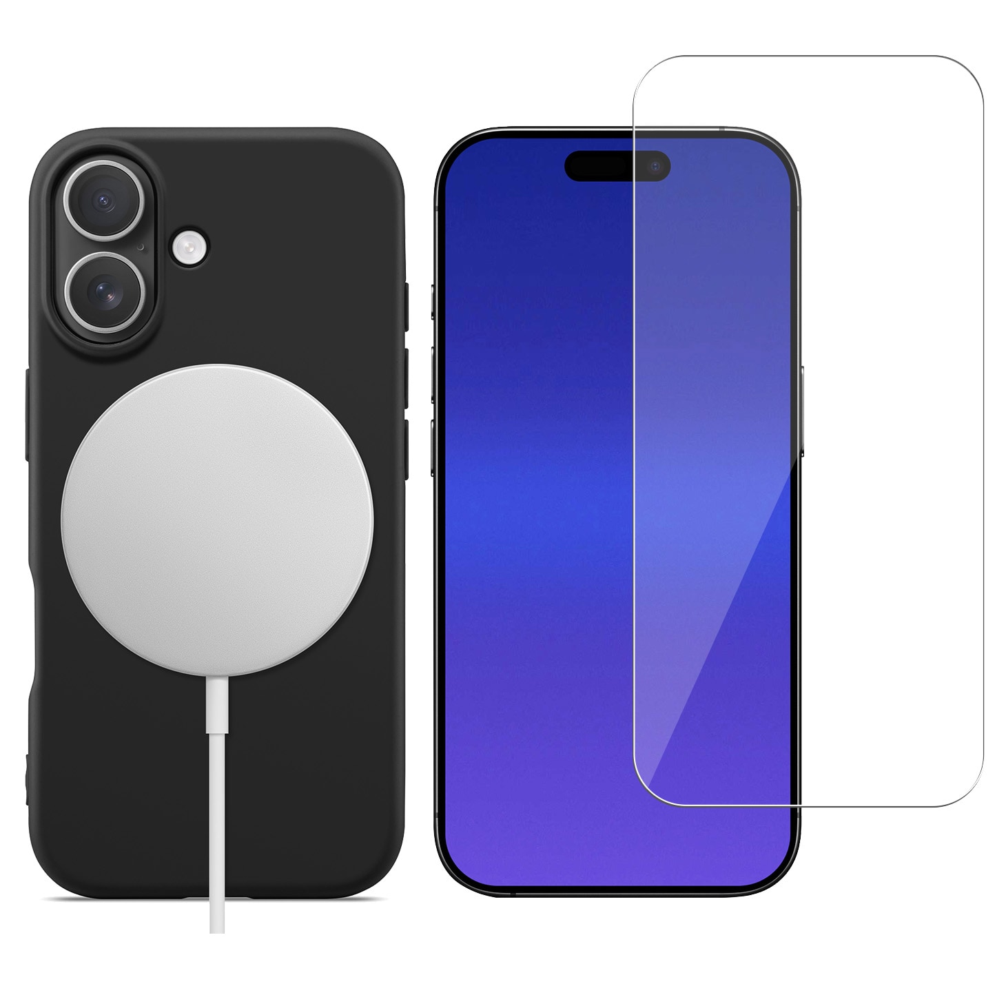 iPhone 17 MagSafe deksel i TPU + Skjermbeskytter herdet glass Svart