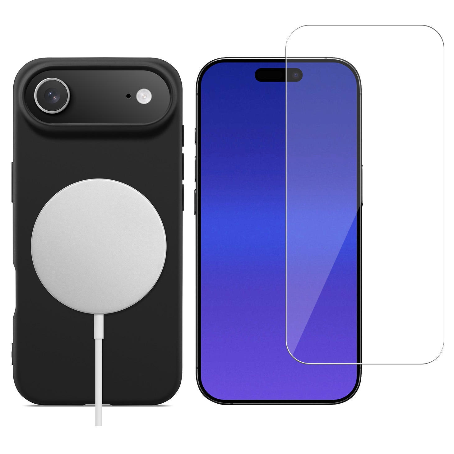 iPhone Air MagSafe deksel i TPU + Skjermbeskytter herdet glass Svart