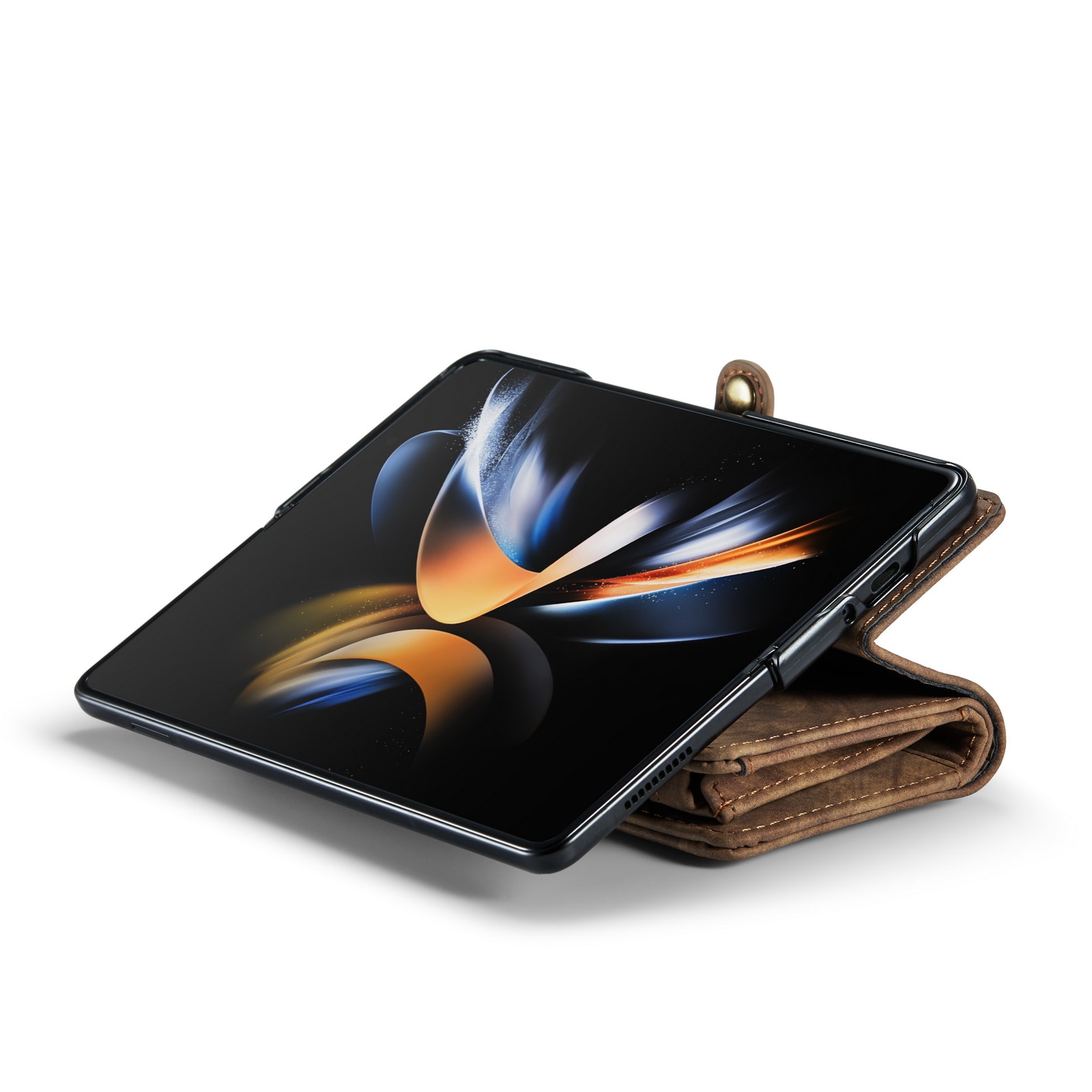 Samsung Galaxy Z Fold 4 Romslig lommeboketui med mange kortlommer, Brun