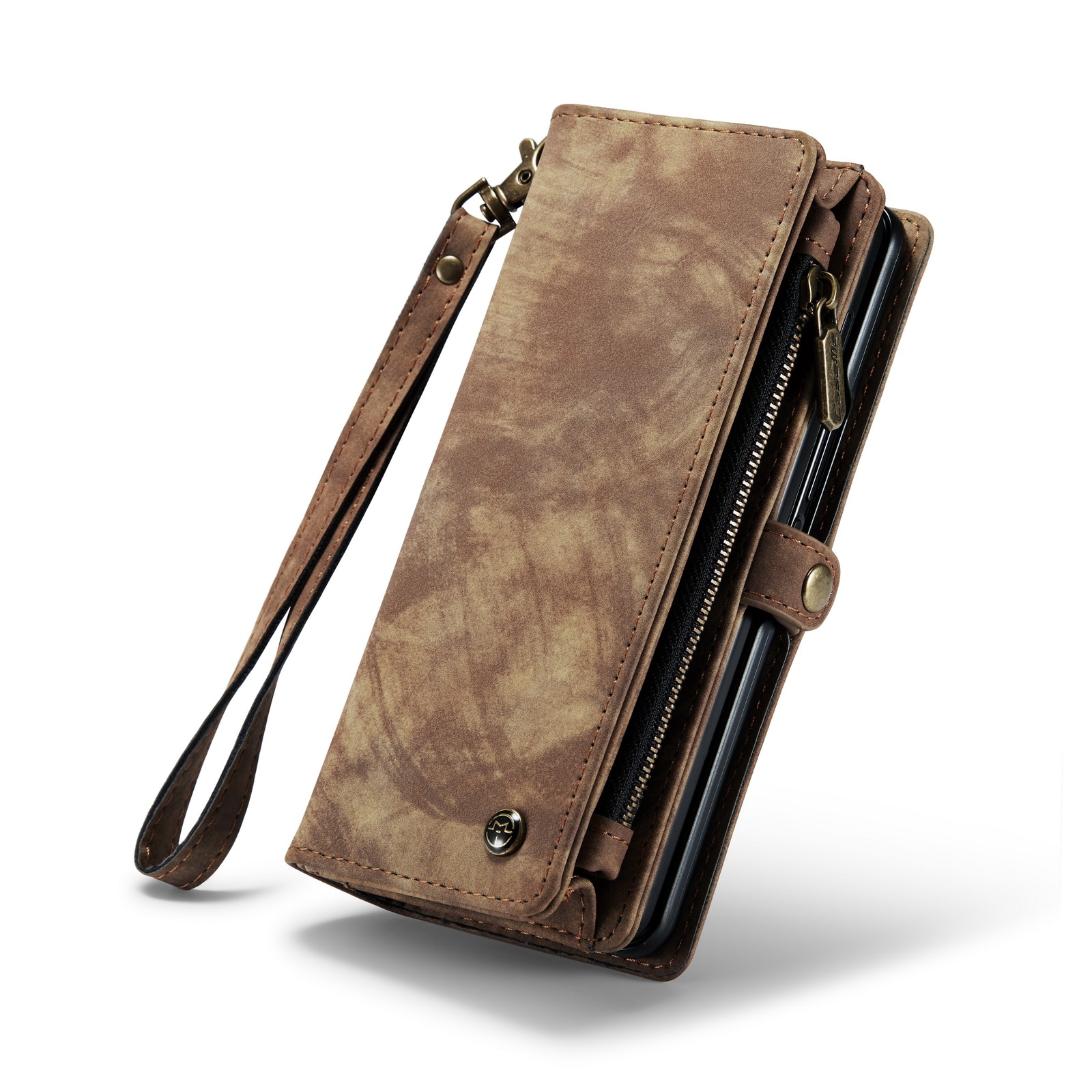 Samsung Galaxy Z Fold 4 Romslig lommeboketui med mange kortlommer, Brun