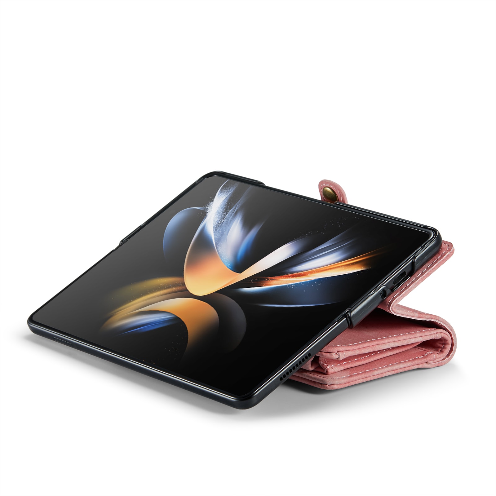 Samsung Galaxy Z Fold 5 Romslig lommeboketui med mange kortlommer, Rosa