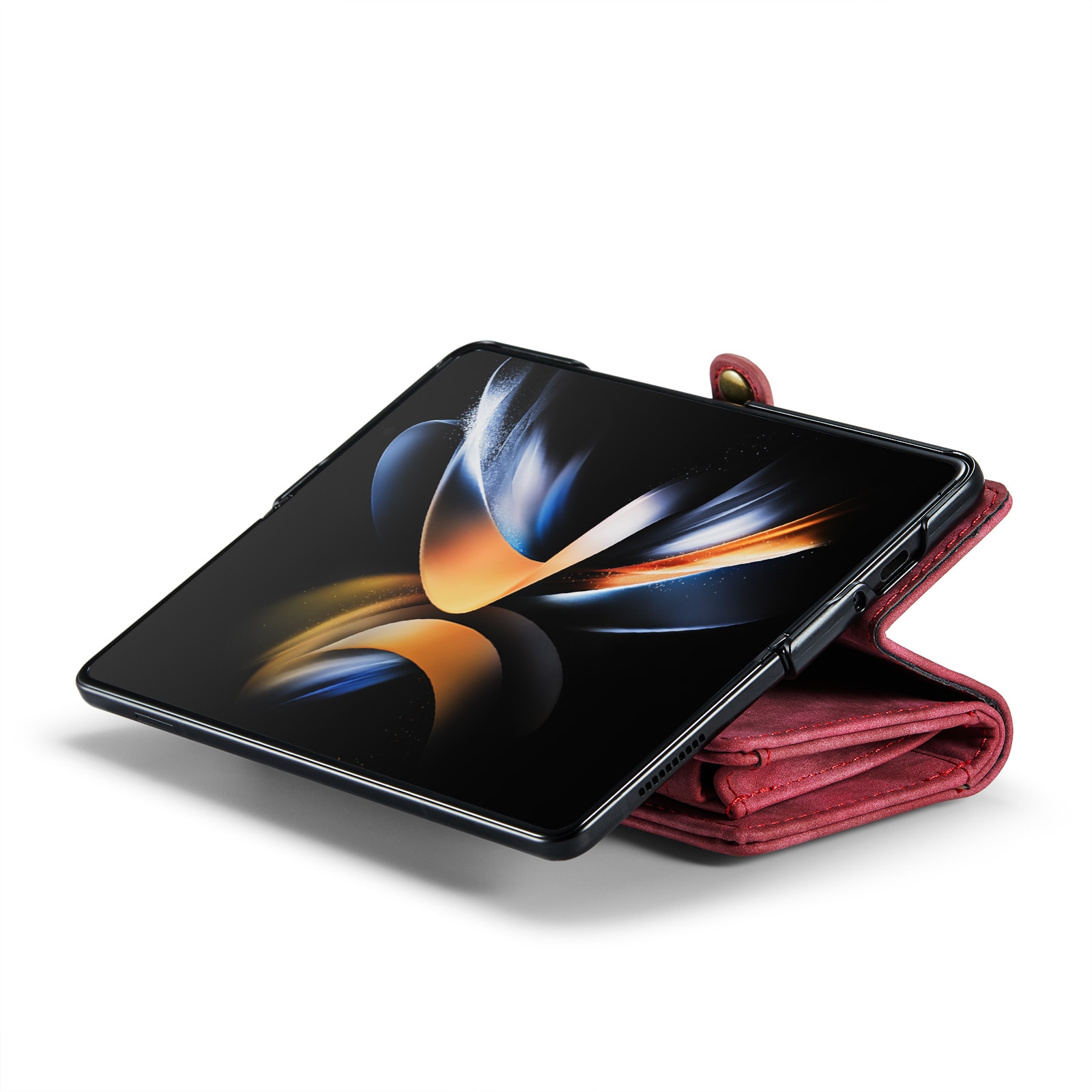 Samsung Galaxy Z Fold 5 Romslig lommeboketui med mange kortlommer, Rød