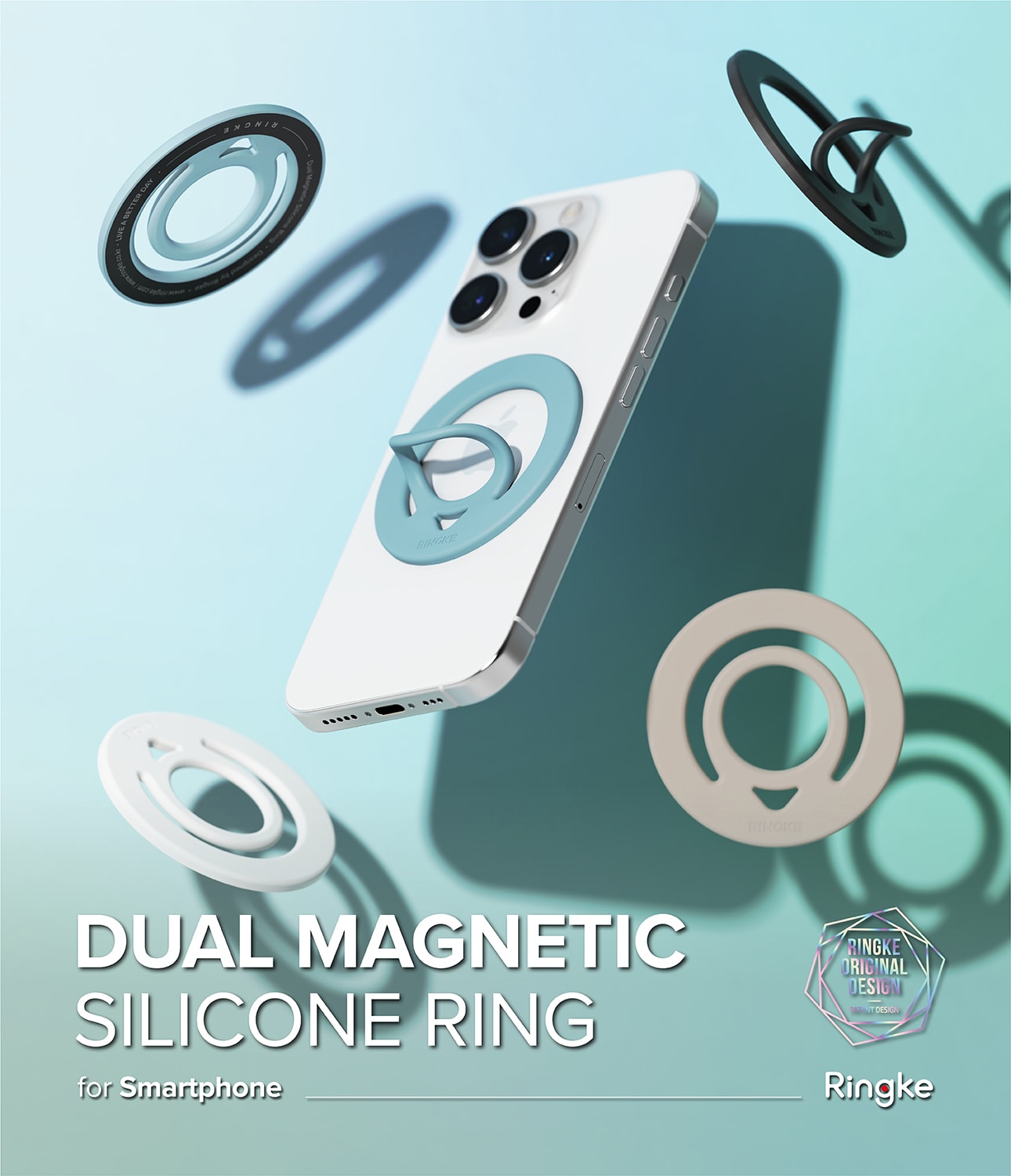Dual magnetisk ring i silikon, Light Teal