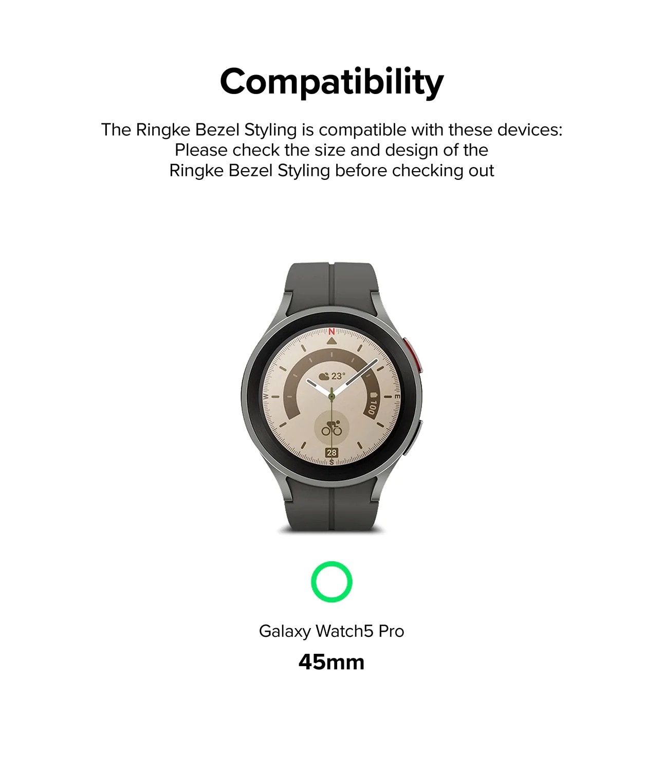 Samsung Galaxy Watch 5 Pro 45mm Beskyttelsesring - Bezel Styling Svart