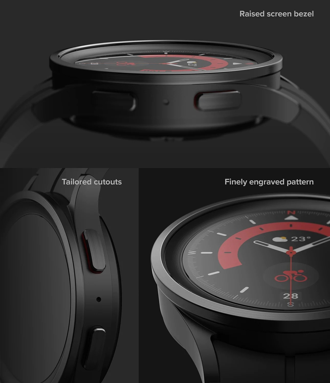 Samsung Galaxy Watch 5 Pro 45mm Beskyttelsesring - Bezel Styling Svart