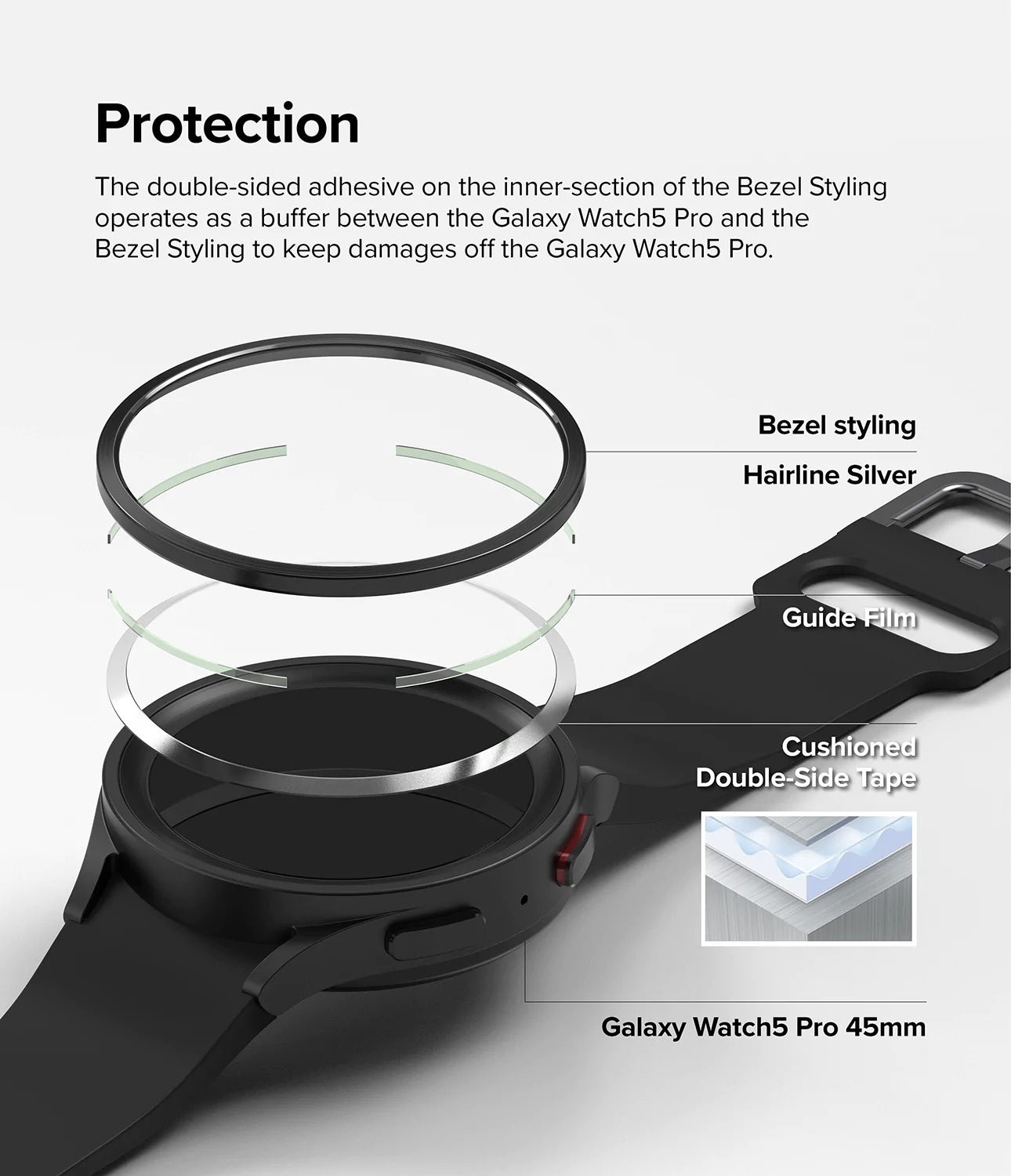 Samsung Galaxy Watch 5 Pro 45mm Beskyttelsesring - Bezel Styling Svart