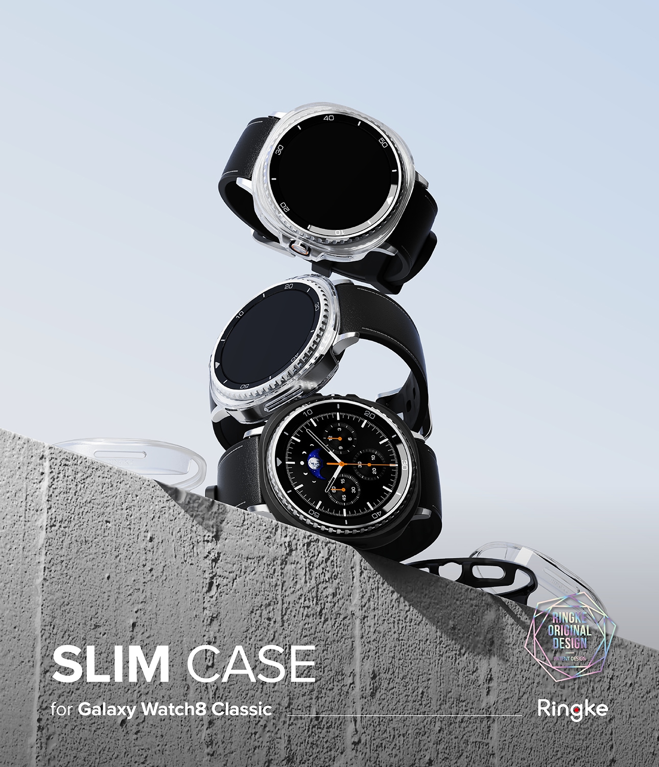 Samsung Galaxy Watch 8 Classic Tynt deksel (2-pack), Matte Black & Clear