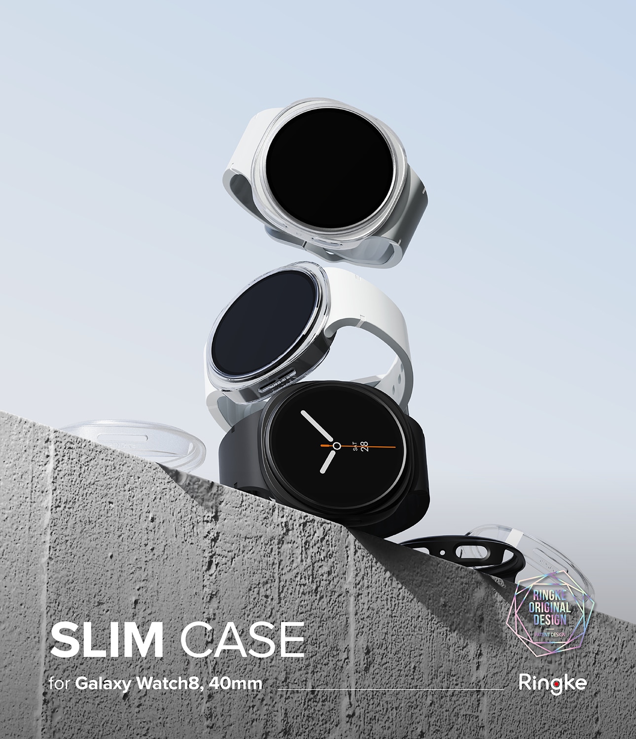 Samsung Galaxy Watch 8 40mm Tynt deksel (2-pack), Matte Black & Clear