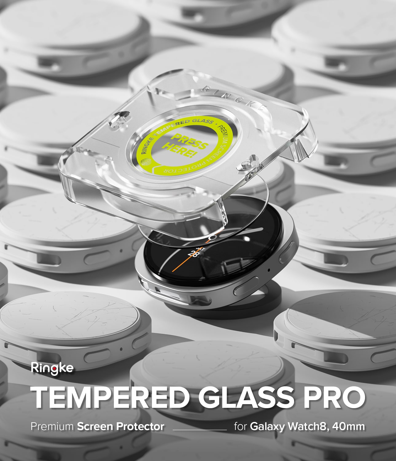 Samsung Galaxy Watch 8 40mm Skjermbeskytter i glass med monteringsramme (2-pack)