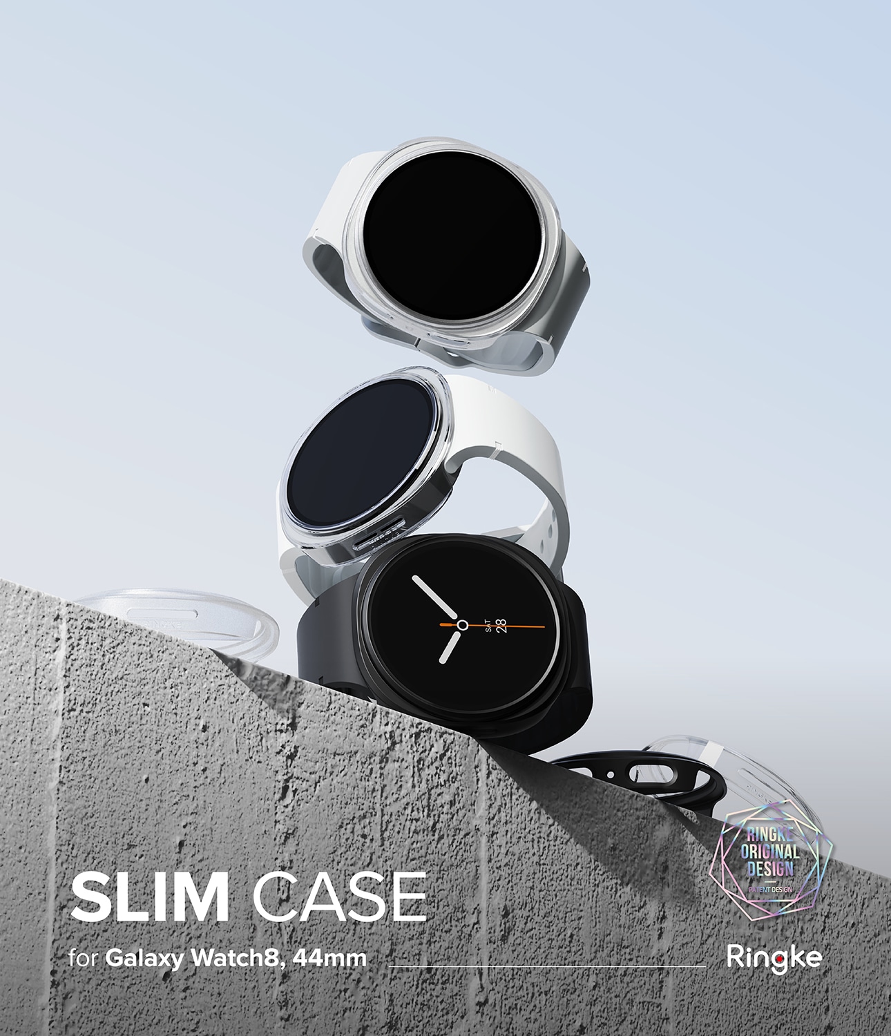 Samsung Galaxy Watch 8 44mm Tynt deksel (2-pack), Matte Black & Clear