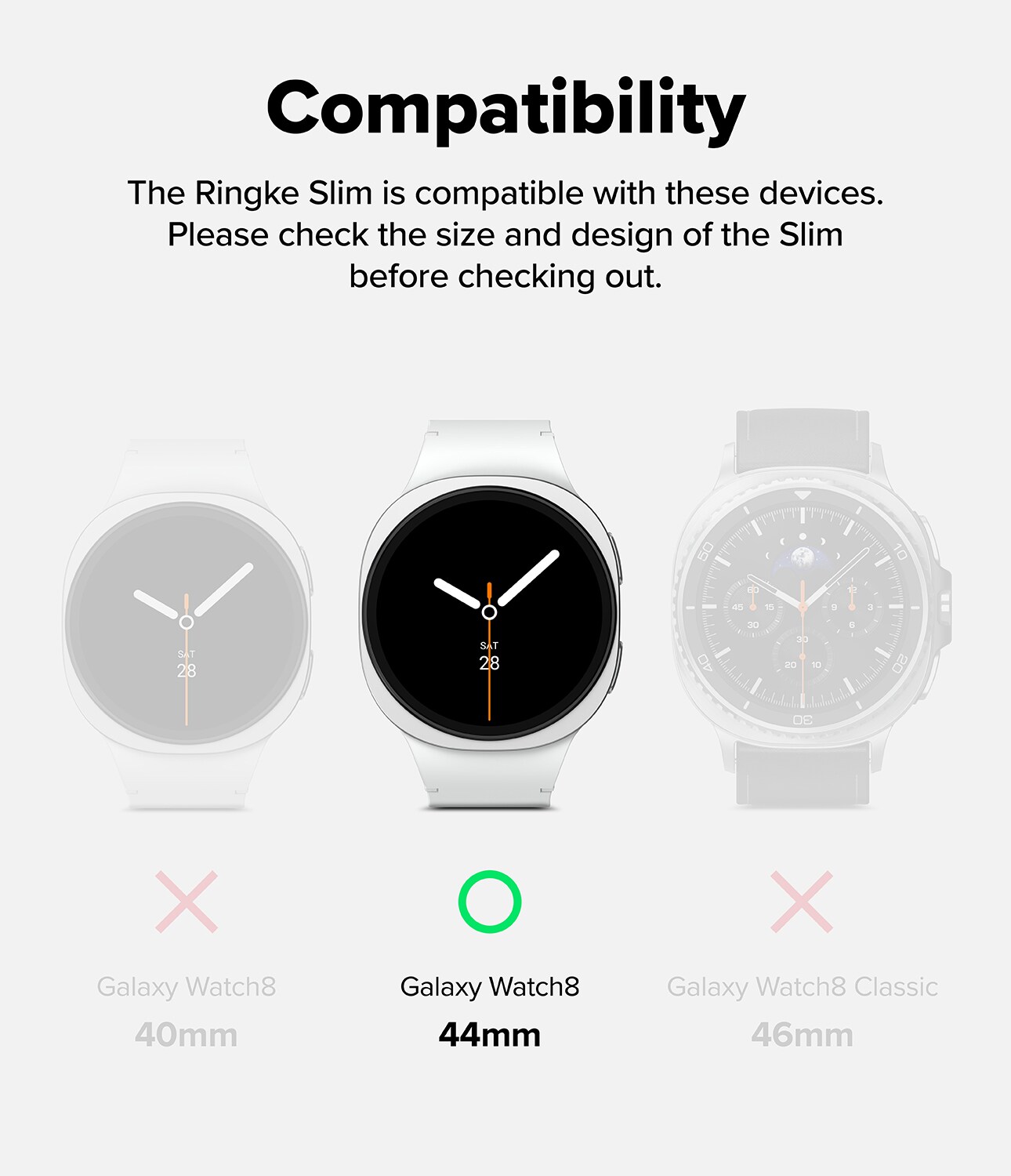 Samsung Galaxy Watch 8 44mm Tynt deksel (2-pack), Matte Black & Clear