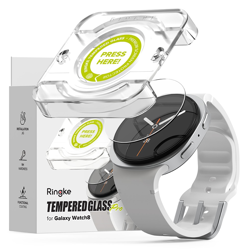 Samsung Galaxy Watch 8 Classic Skjermbeskytter i glass med monteringsramme (2-pack)