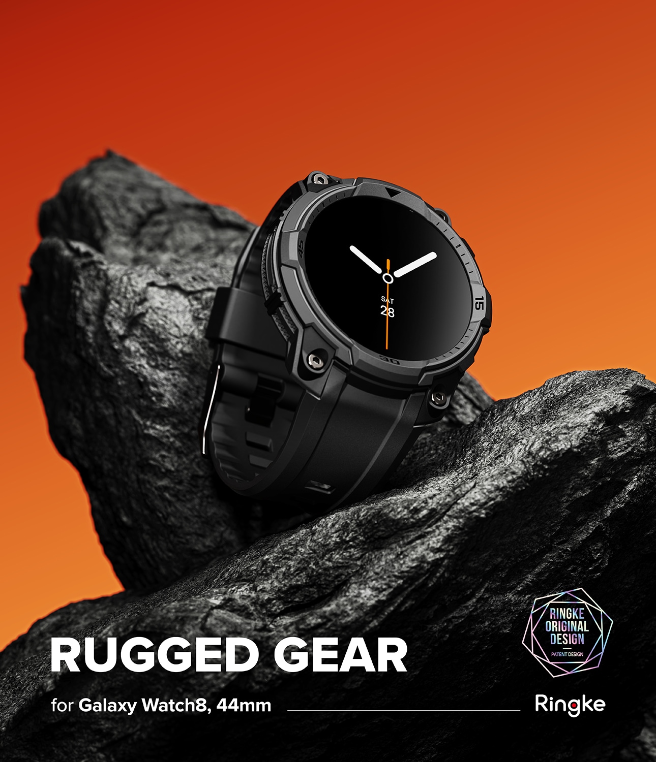 Samsung Galaxy Watch 8 44mm Rugged Gear Deksel & Reim, All Black