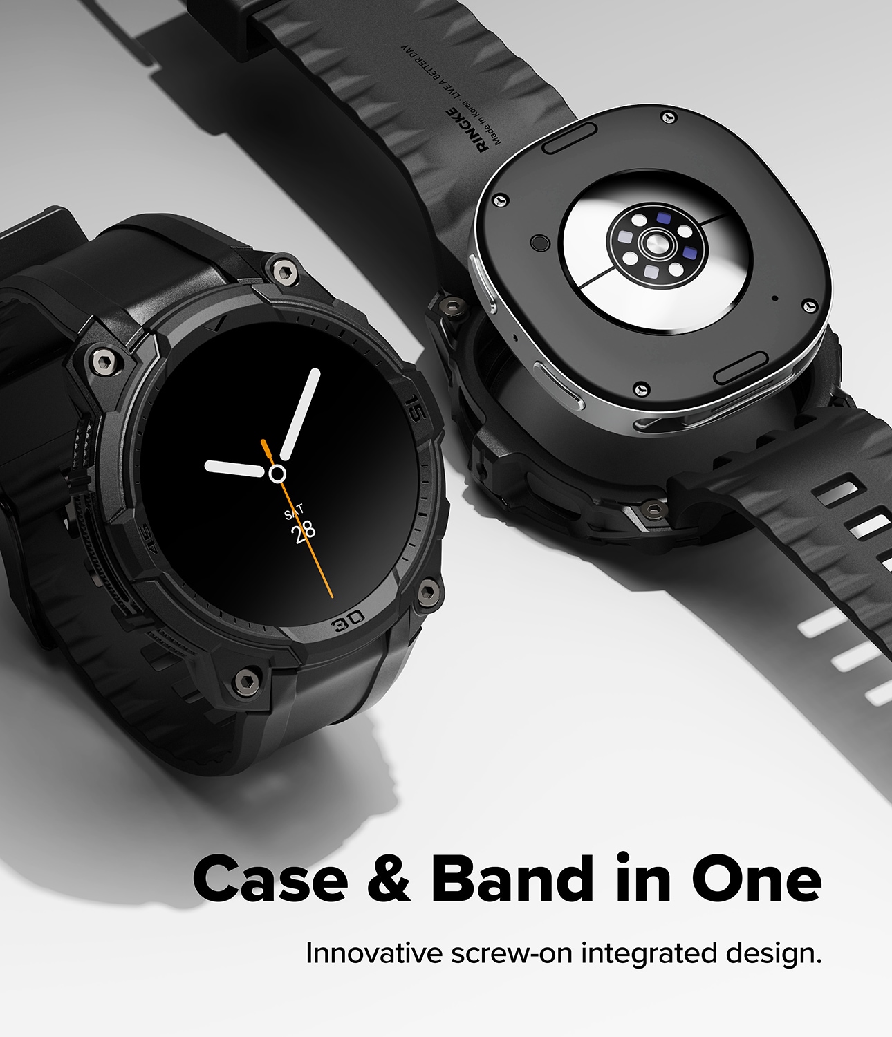 Samsung Galaxy Watch 8 44mm Rugged Gear Deksel & Reim, All Black