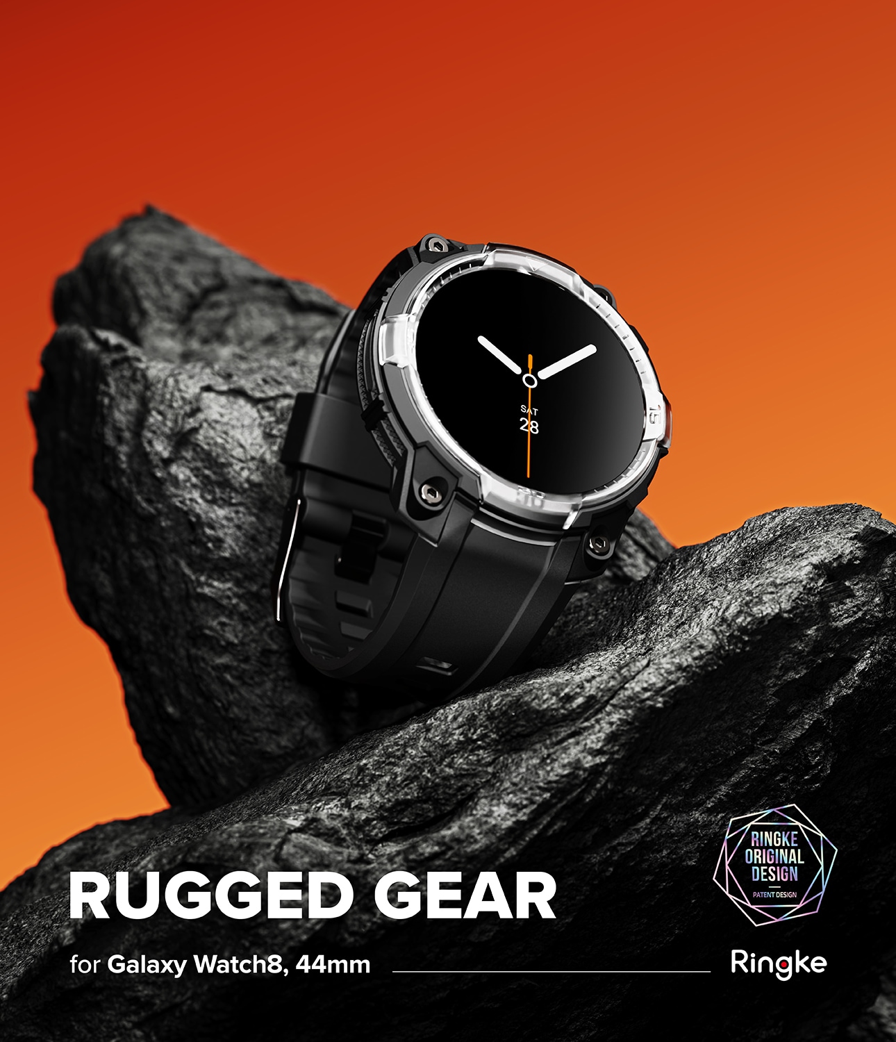 Samsung Galaxy Watch 8 44mm Rugged Gear Deksel & Reim, Svart