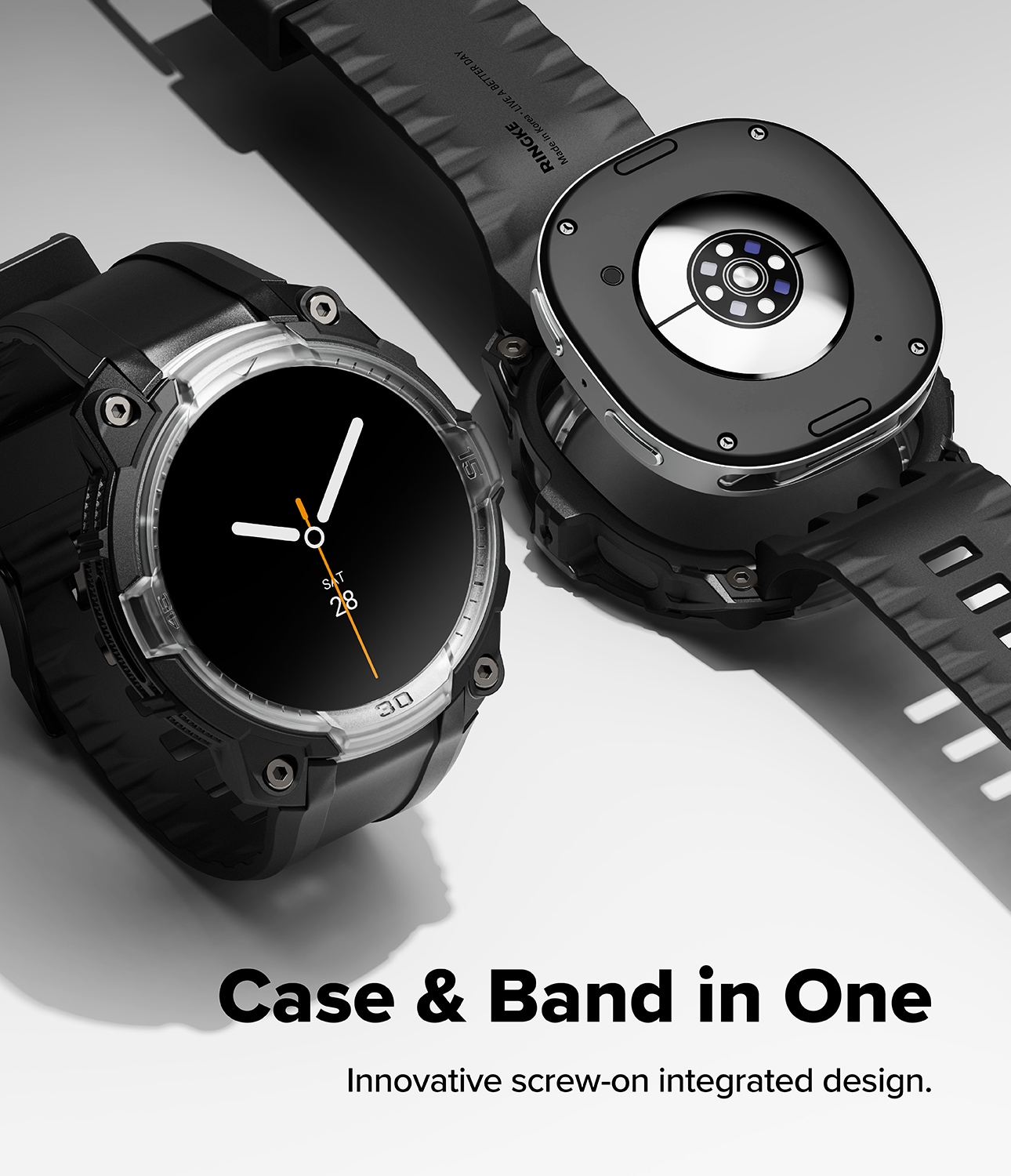 Samsung Galaxy Watch 8 44mm Rugged Gear Deksel & Reim, Svart